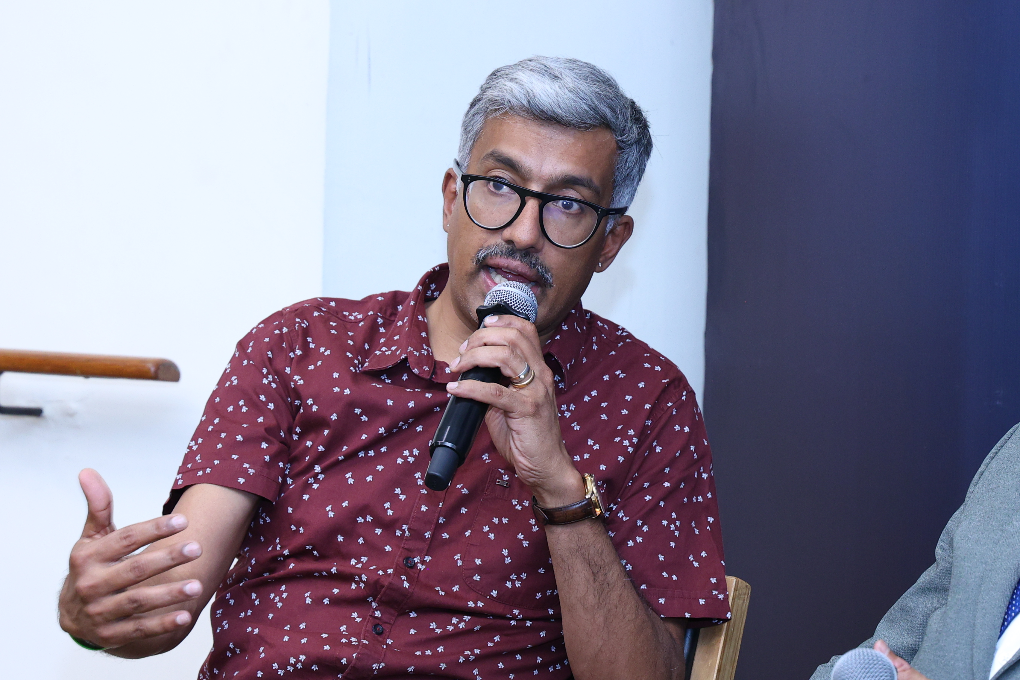 Gopal Shankaranarayanan speaking during the fireside chat